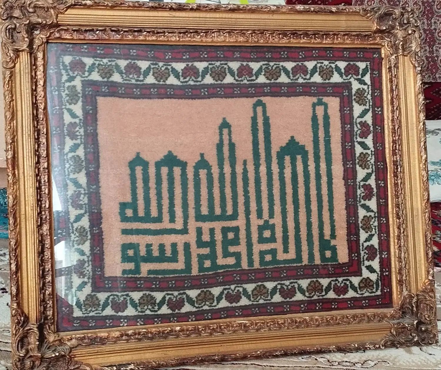 ساعت دیواری خاتم کاری و تابلو فرش دستباف|تابلو فرش|مشهد, حجت|دیوار