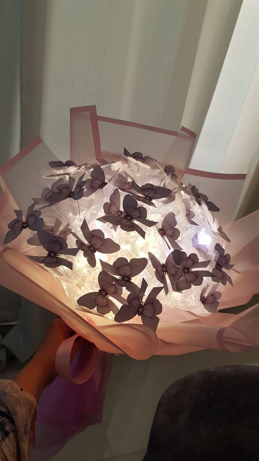 دسته گل پروانه ای و رز جاودان|گل مصنوعی|شیراز, ارم|دیوار