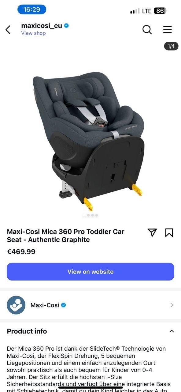 صندلی ماشین کودک Maxi-Cosi Mica 360 Pro|تخت و صندلی بچه|تهران, اختیاریه|دیوار