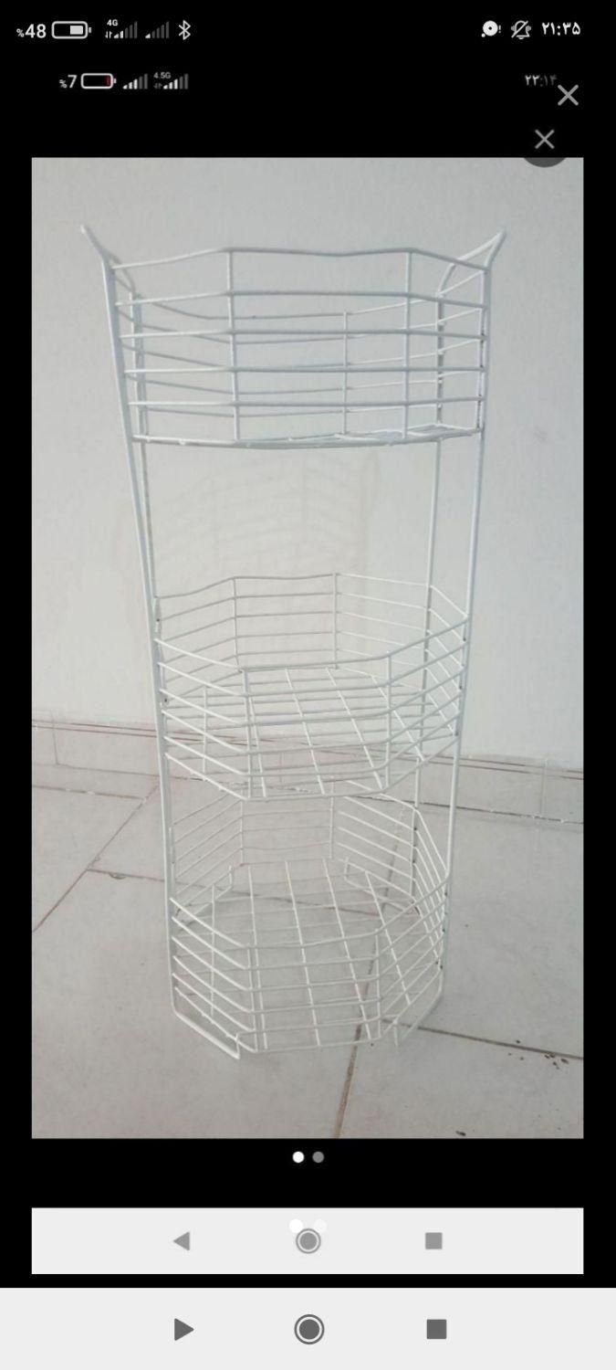 سبد فلزی ۳ طبقه سفید در حد نونو|آب‌چکان و نظم‌دهنده ظروف|گرمدره, |دیوار