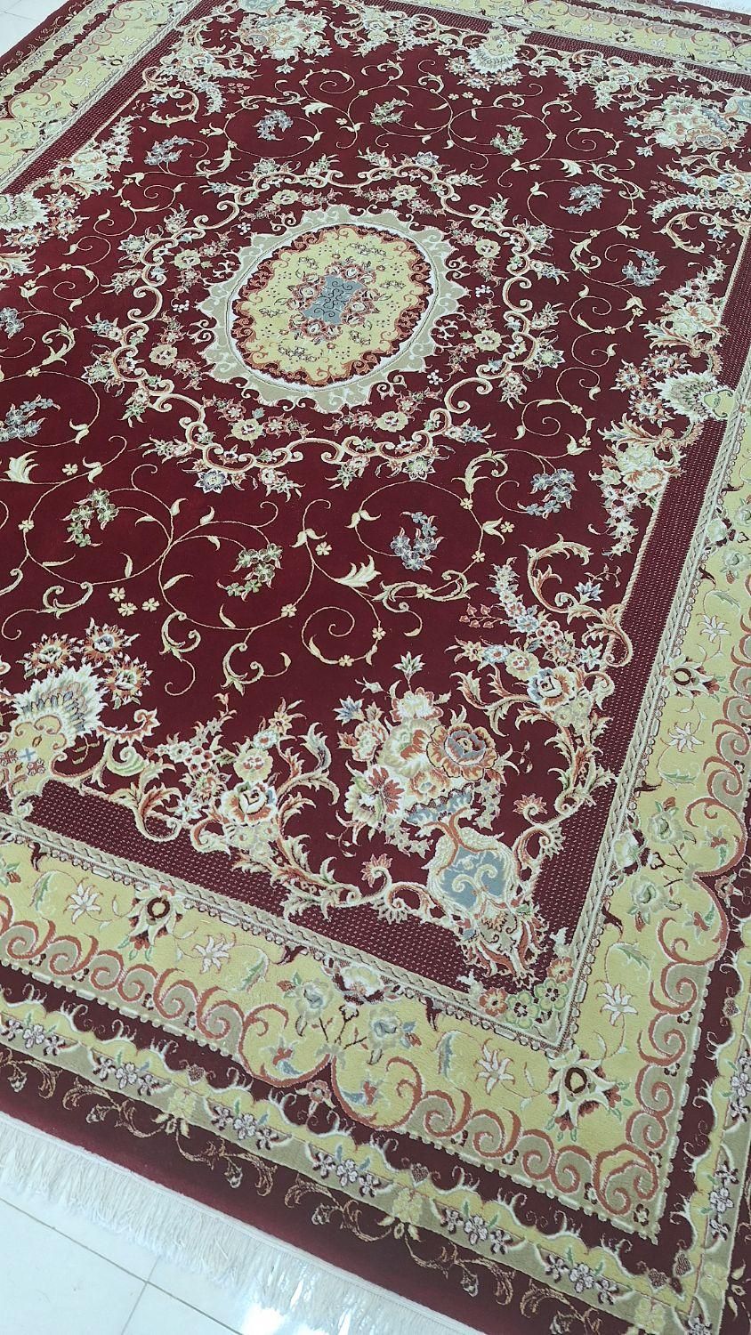 یک تخته فرش12متری تمام نخ کرم زرشکی|فرش|ایلام, |دیوار