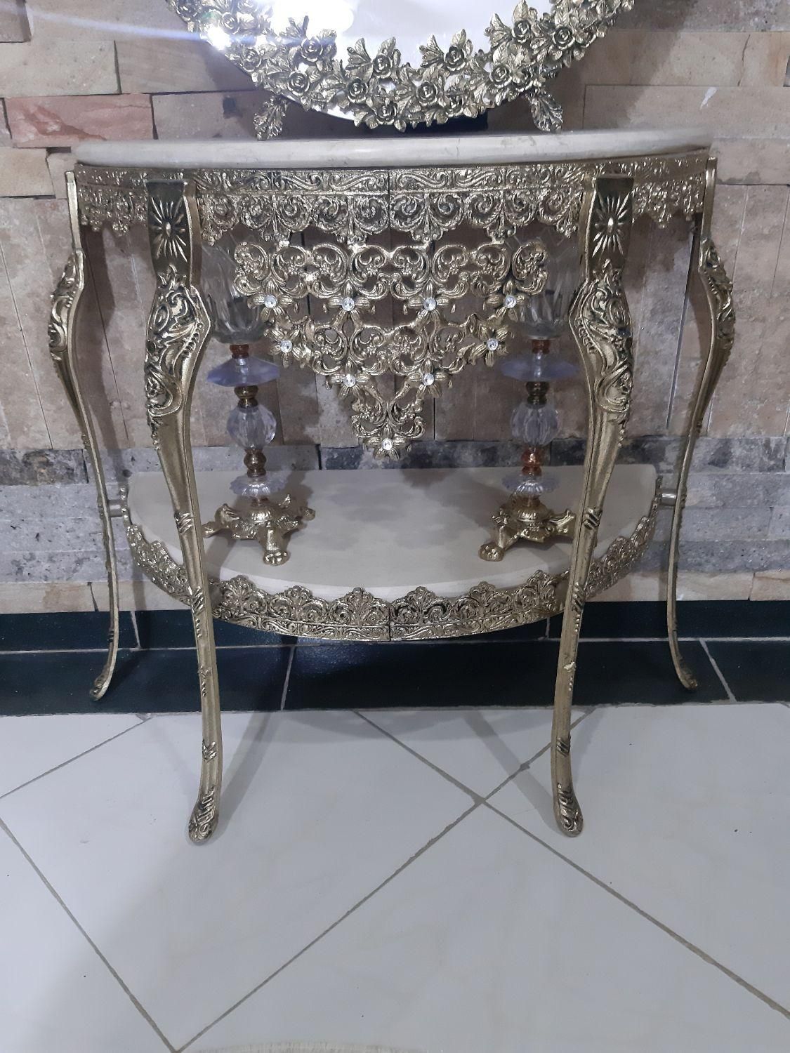 آینه تمام برنز با میز و شمعدان|آینه|ملارد, |دیوار