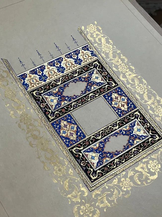 تابلو تذهیب کتیبه|تابلو، نقاشی، عکس|تهران, بریانک|دیوار
