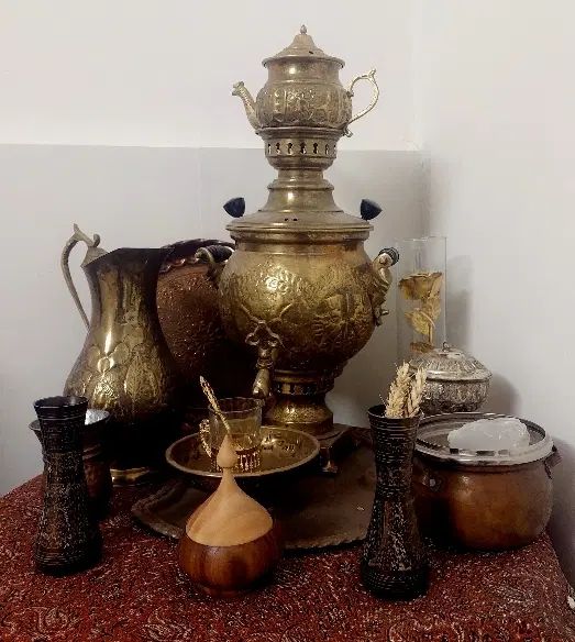 ست سماور وقوری وتزیینات برنجی|سماور، چای‌ساز، قهوه‌ساز|مشهد, شاهد (شهرک غرب)|دیوار