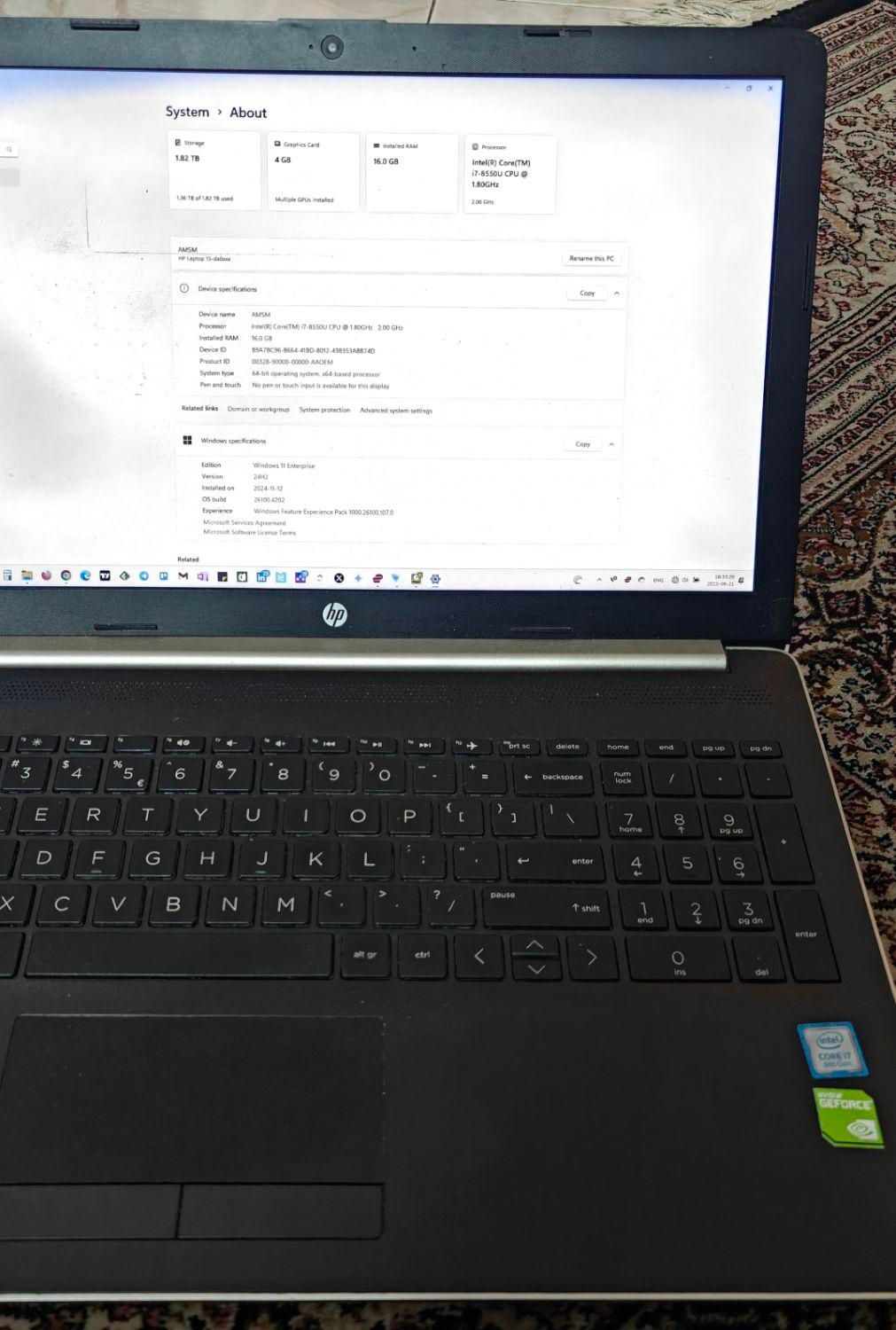 لپتاپ HP 15 Da0116nia|رایانه همراه|مشهد, رضاشهر|دیوار