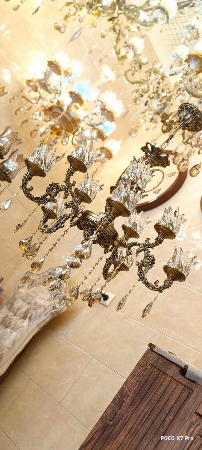 لوستر دوگل بزرگ ۴ شاخه ۸ لامپه (اصل/طوق بزرگ ساده)|لوستر و چراغ آویز|تبریز, |دیوار