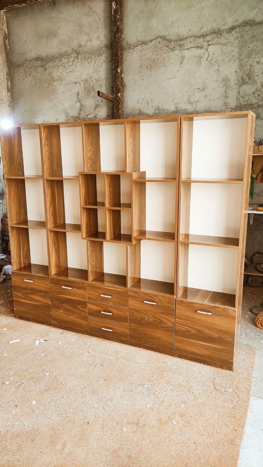 کتابخانه و کمد چوبی مدرن با کشو و طبقات|کتابخانه، شلف، قفسه‌های دیواری|تبریز, |دیوار