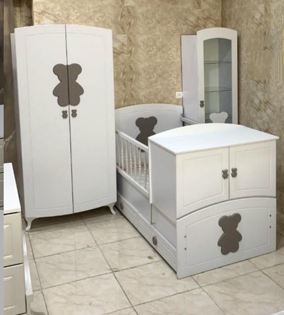 کمد و تخت دومنظوره نوزاد نوجوان مدل تدی|تخت و سرویس خواب|شهریار, شهریار|دیوار