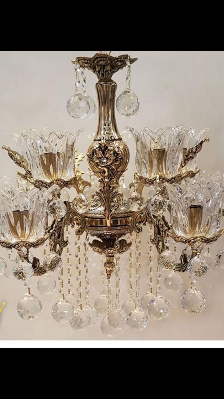 لوستر هشت شعله صد در صد برنزی|لوستر و چراغ آویز|ارومیه, |دیوار