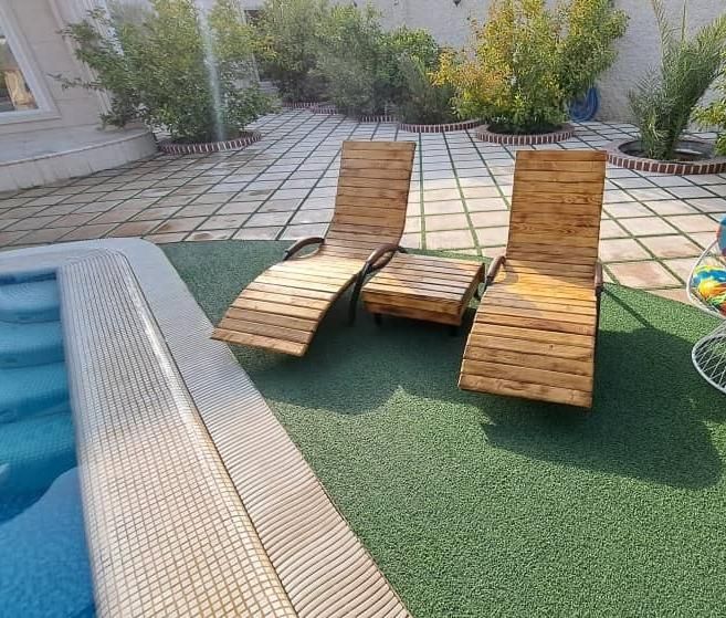 تخت کنار استخری چوبی باغ باغی استخر چوب روس روسی|تخت و سرویس خواب|دزفول, |دیوار