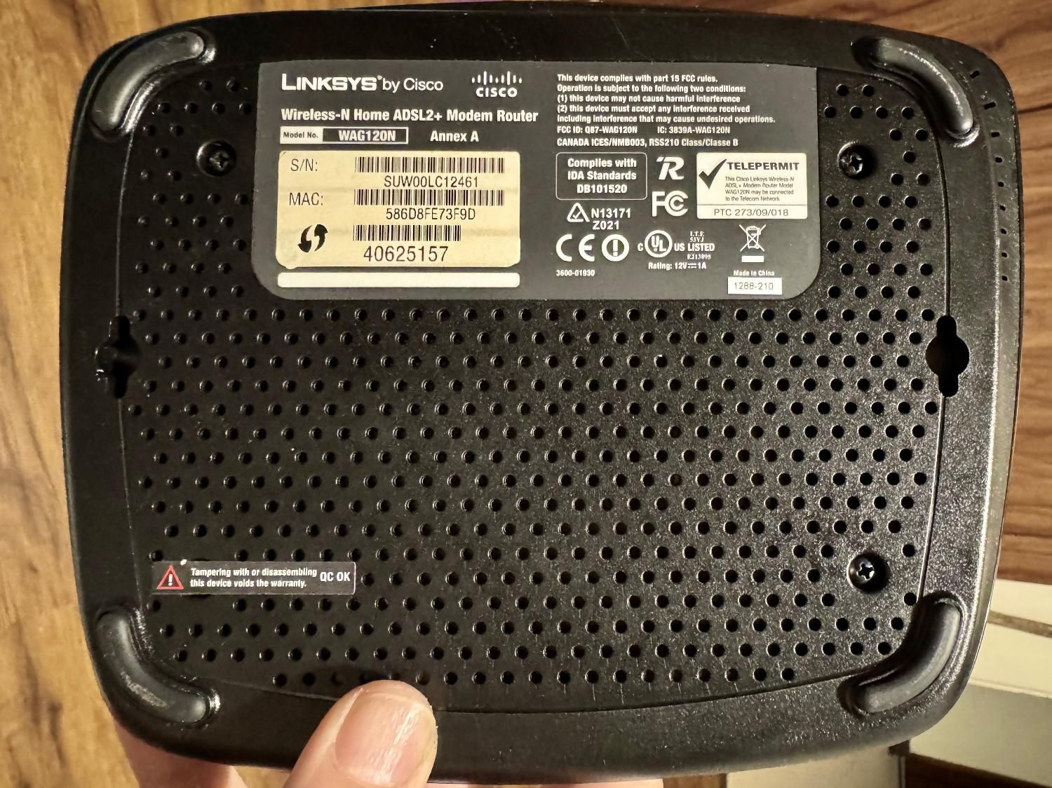 مودم روتر ADSL2 Plus بی‌ سیم Linksys مدل WAG120N|مودم و تجهیزات شبکه|تهران, یوسف‌آباد|دیوار