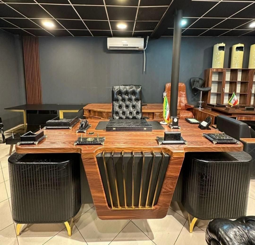 مبلمان اداری کرم قهوه ای پارچه ای چرم|دفتر کار|آران و بیدگل, |دیوار