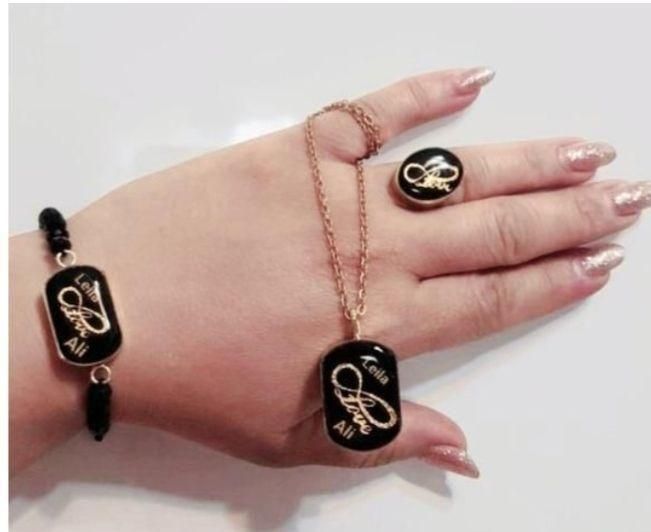 ست و نیم ست ، دستبند و گردنبند با هنر رزین|بدلیجات|زنجان, |دیوار