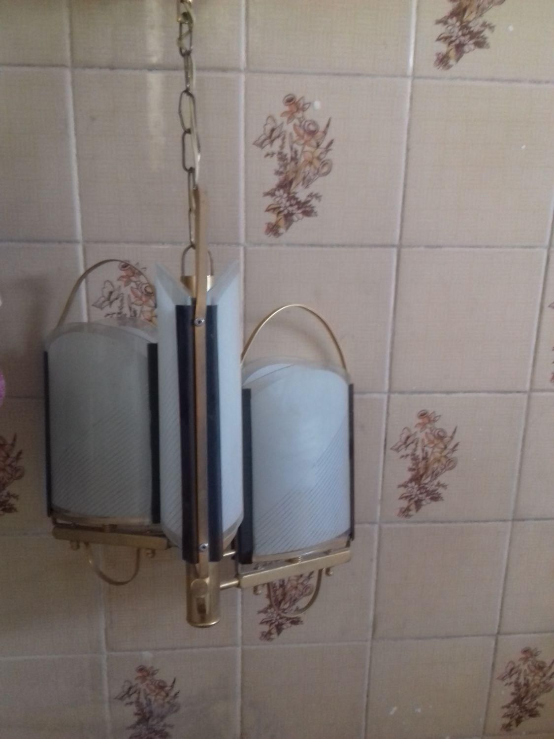 لوستر سه شعله فلزی|لوستر و چراغ آویز|کرمان, |دیوار