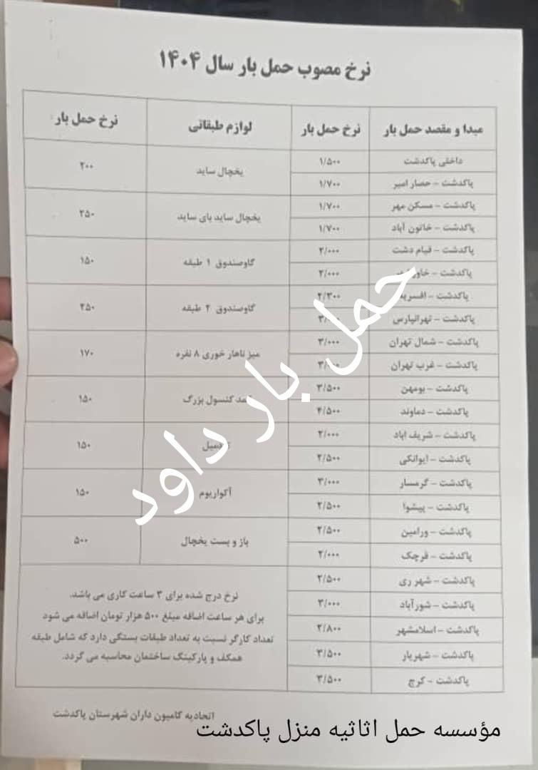 خدمات باربری اسباب کشی حمل نقل در پاکدشت و نقاط|خدمات حمل و نقل|پاکدشت, |دیوار