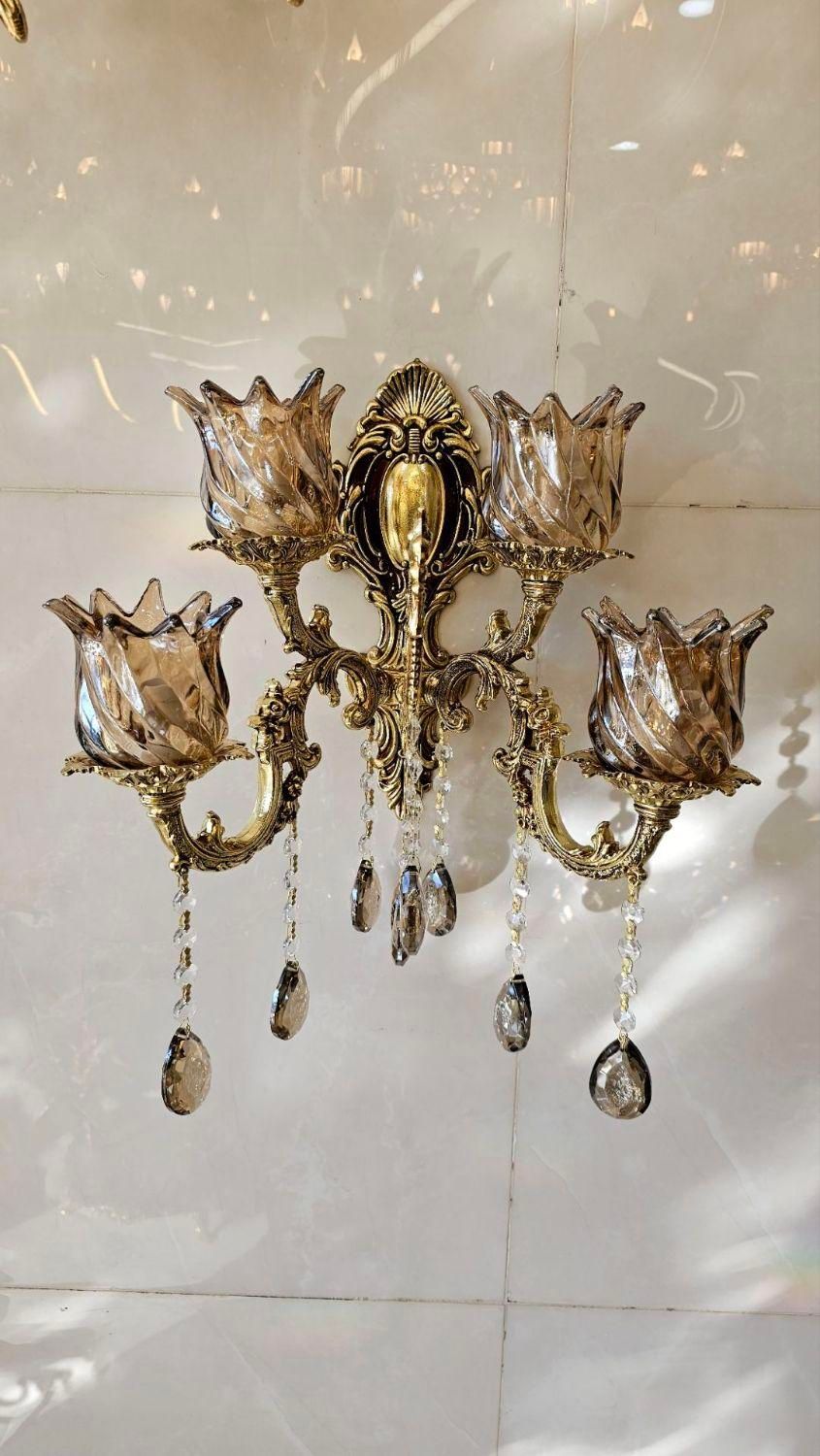 لوستر دیوارکوب برنجی کنارسالنی|لوستر و چراغ آویز|مشهد, طلاب|دیوار