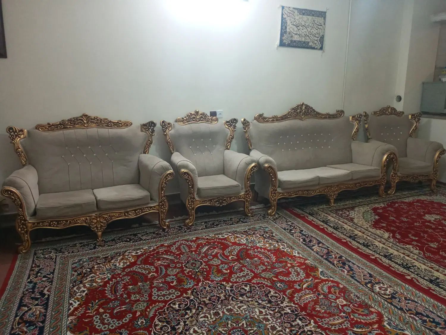 مبل ۷ نفره  تمیز و سالم پارچه مازراتی کارتهران|مبلمان خانگی و میز عسلی|مشهد, کریم آباد|دیوار