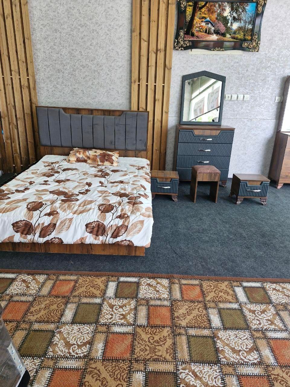 سرویس خواب دو نفره کلبه قهوه ای|تخت و سرویس خواب|خمینی‌شهر, |دیوار