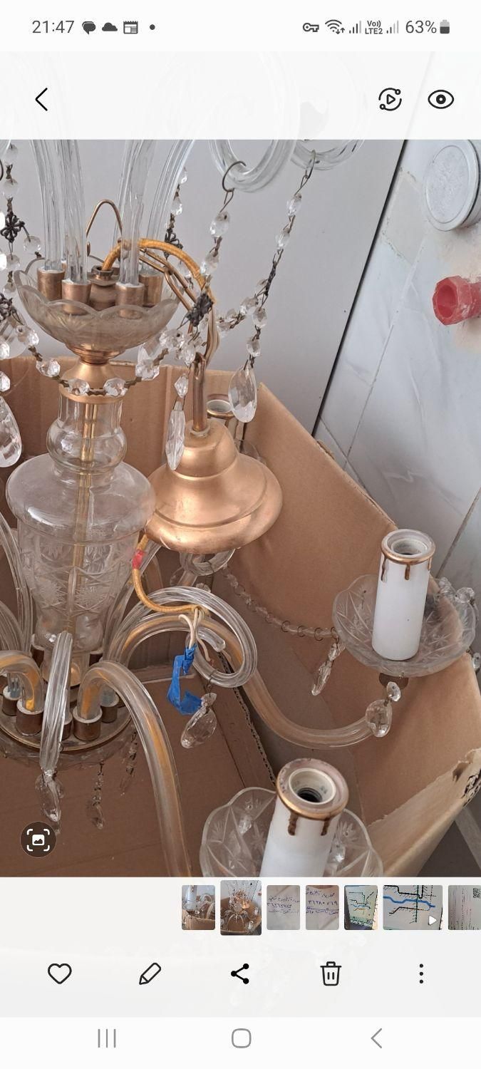 لوستر ۶شاخه کریستالی چک|لوستر و چراغ آویز|اصفهان, بهار آزادی|دیوار