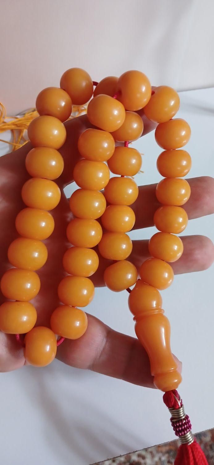 تسبیح کهربا تراش شلغمی و سندلوس خالدار سنگین|بدلیجات|تهران, زمزم|دیوار