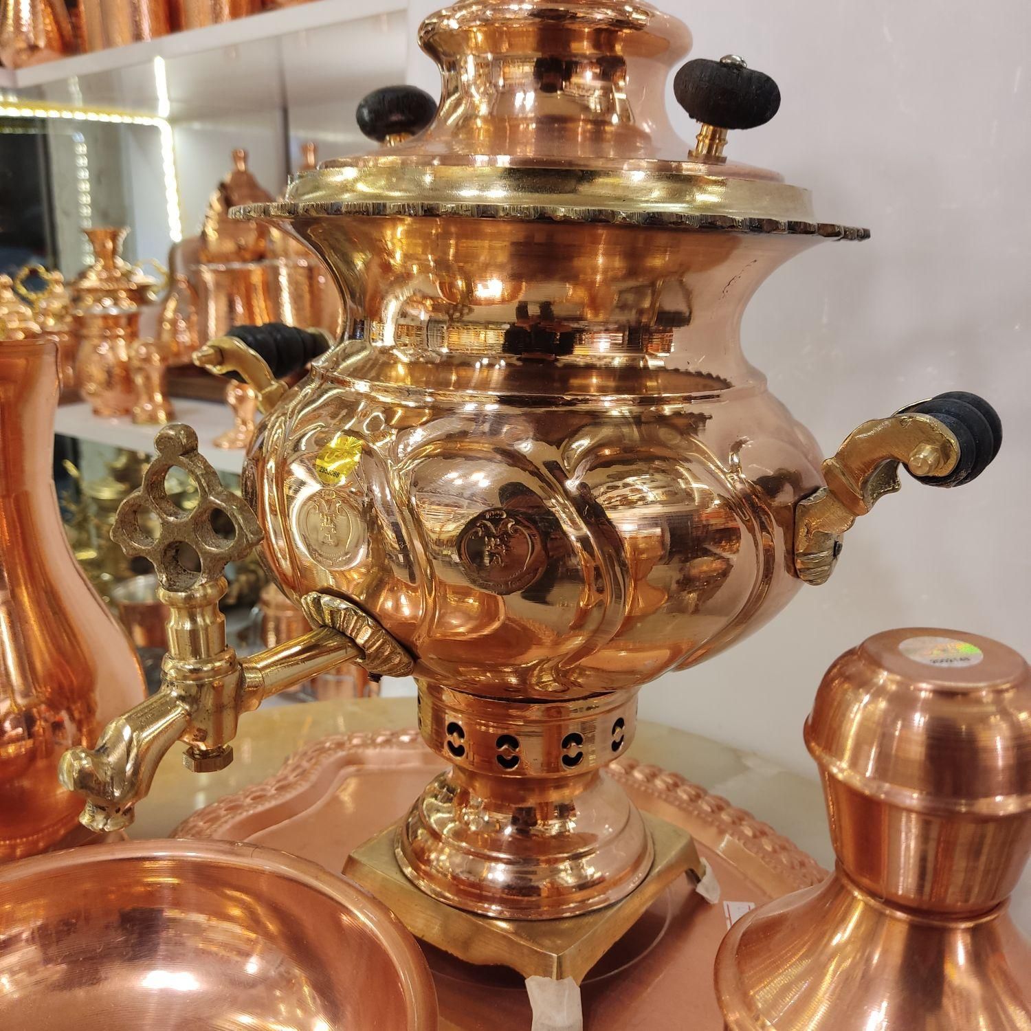 سماور/سماور مسی/همراه سرویس/لوکس/تولیدی کویر مس|قوری، کتری، قهوهساز دستی|یزد, |دیوار