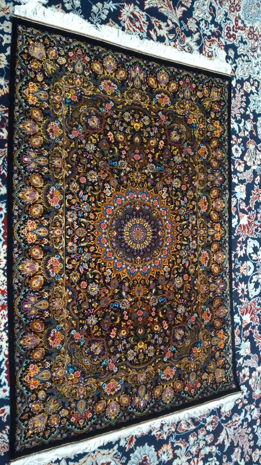 فرش دستباف 26 رنگ تمام ابریشم لچک ترنج قم|فرش|نظرآباد, نظرآباد|دیوار