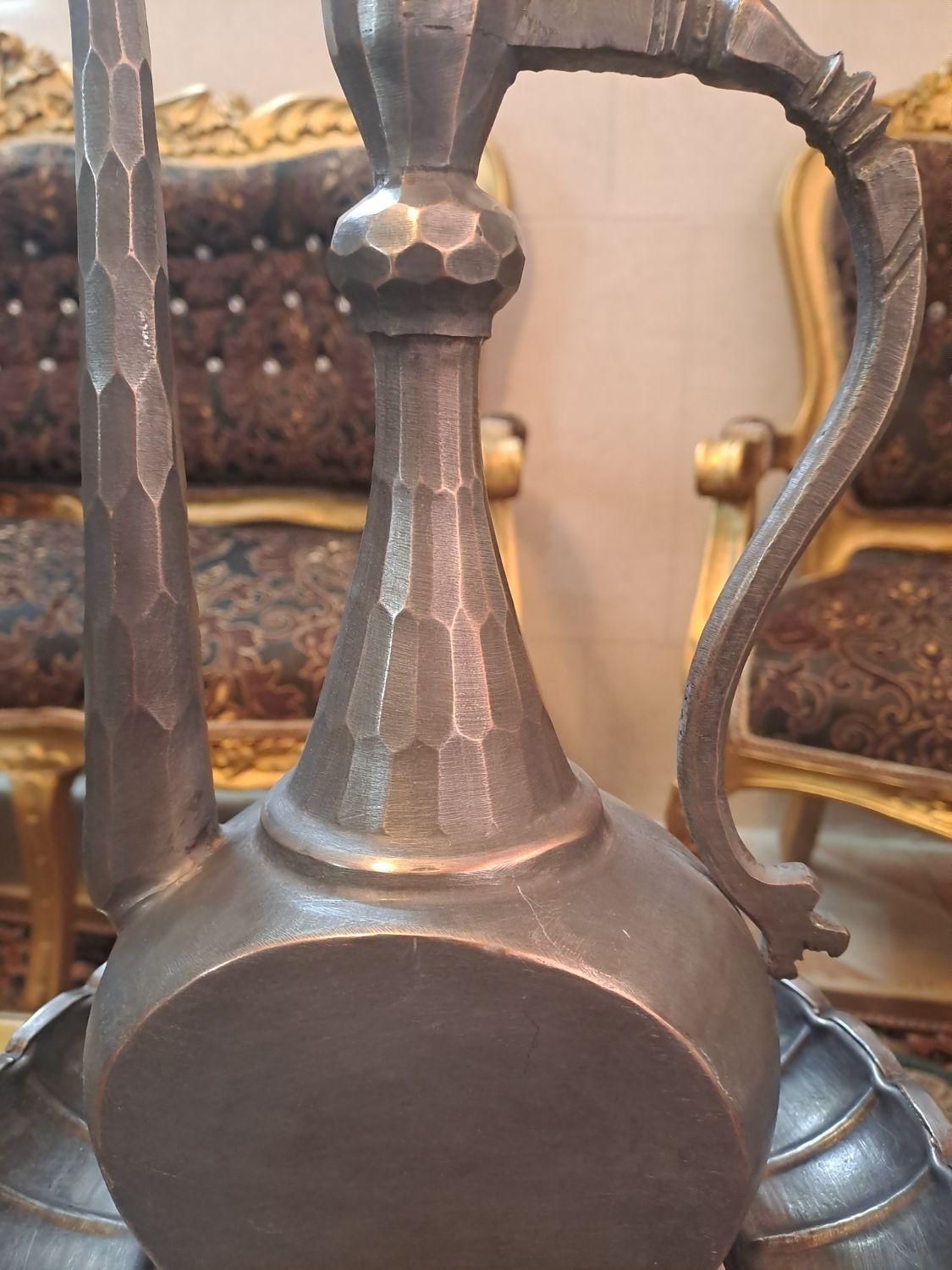 افتابه لگن مسی الماس تراش|کلکسیون اشیاء عتیقه|اصفهان, آبشار|دیوار