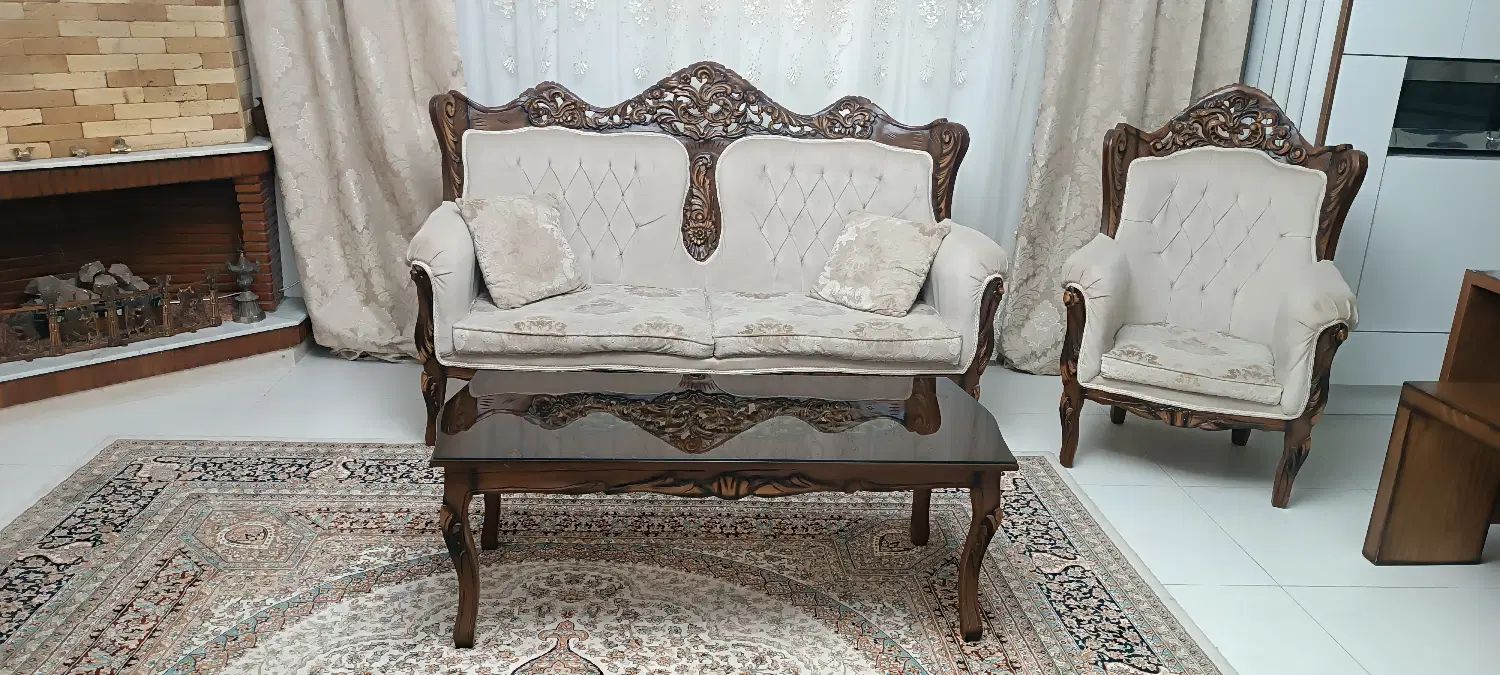 مبلمان 9‌ نفره استیل، چوب گردو|مبلمان خانگی و میز عسلی|کرج, اتحاد|دیوار