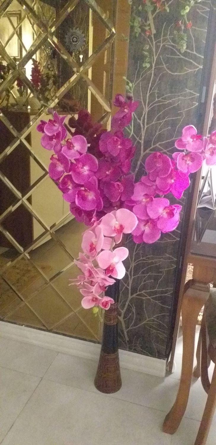 ۴ شاخه گل ارکیده به همراه گلدان چوبی|گل مصنوعی|تهران, امیر بهادر|دیوار