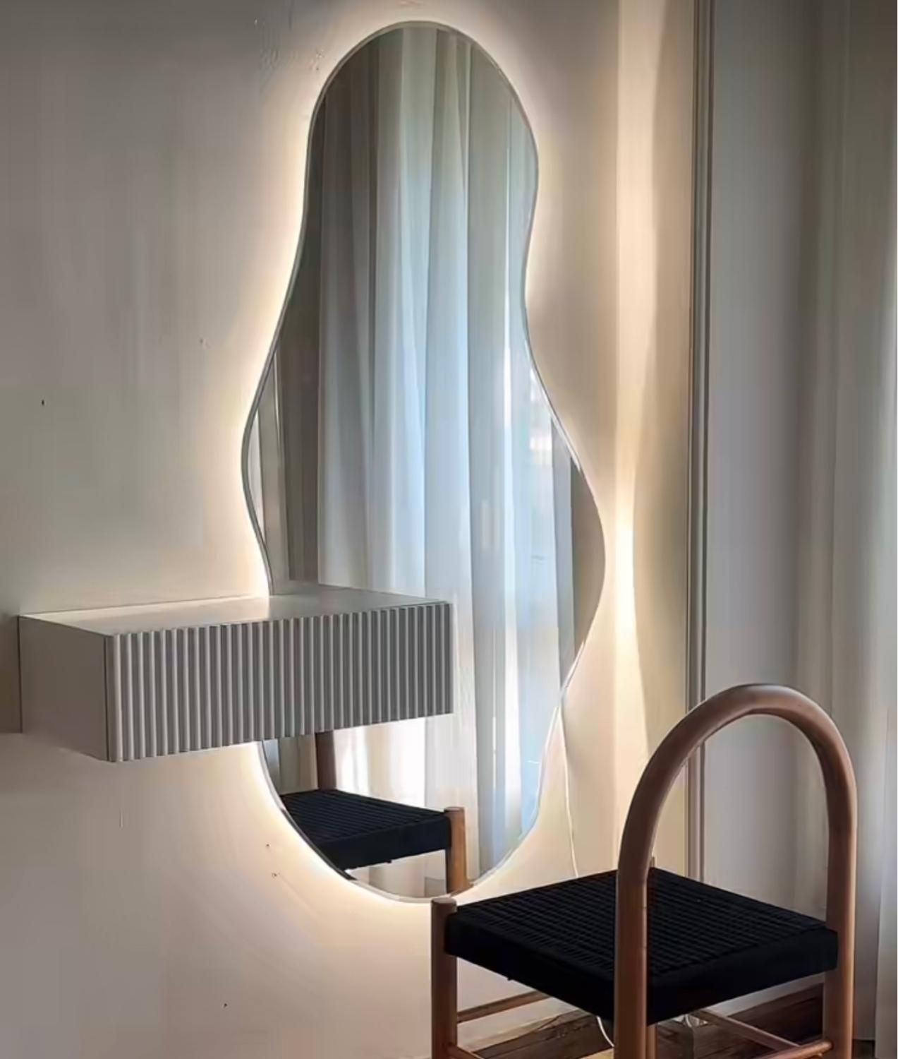 آینه قدی دیواری دفرمه LED با کنسول MDF|آینه|تهران, شهرک غرب|دیوار