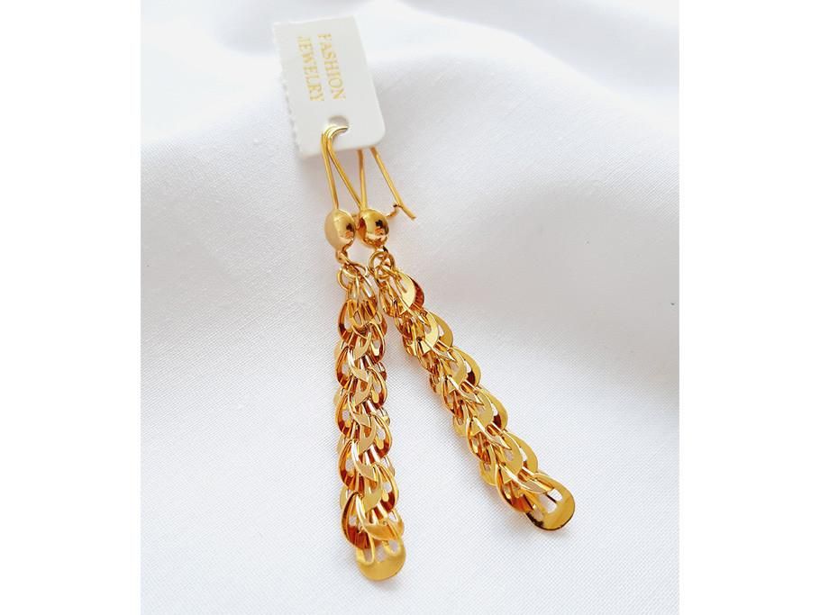 گوشواره قفلی آویزدار طرح طلا گارانتی‌ دار طلایی|بدلیجات|ارومیه, |دیوار