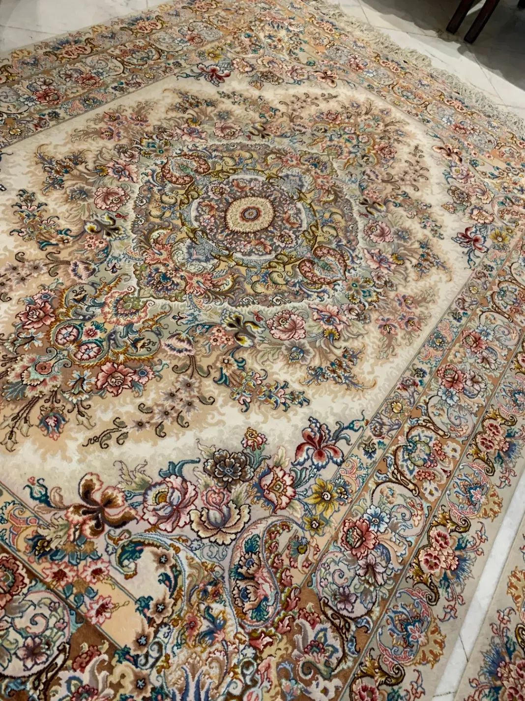 یک جفت قالیچه 3متری دستباف ابریشم تبریز خطیبی 60رج|فرش|تهران, تهرانپارس غربی|دیوار