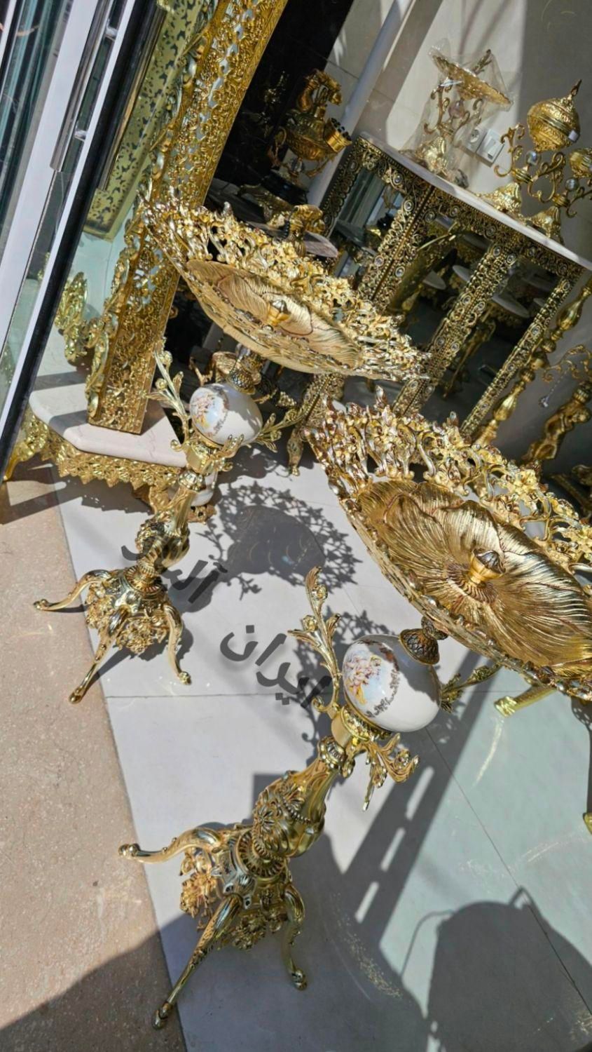 کنارسالنی میوه طرح برنج کنار سالنی برنزی میز برنج|ظروف سرو و پذیرایی|مشهد, طلاب|دیوار