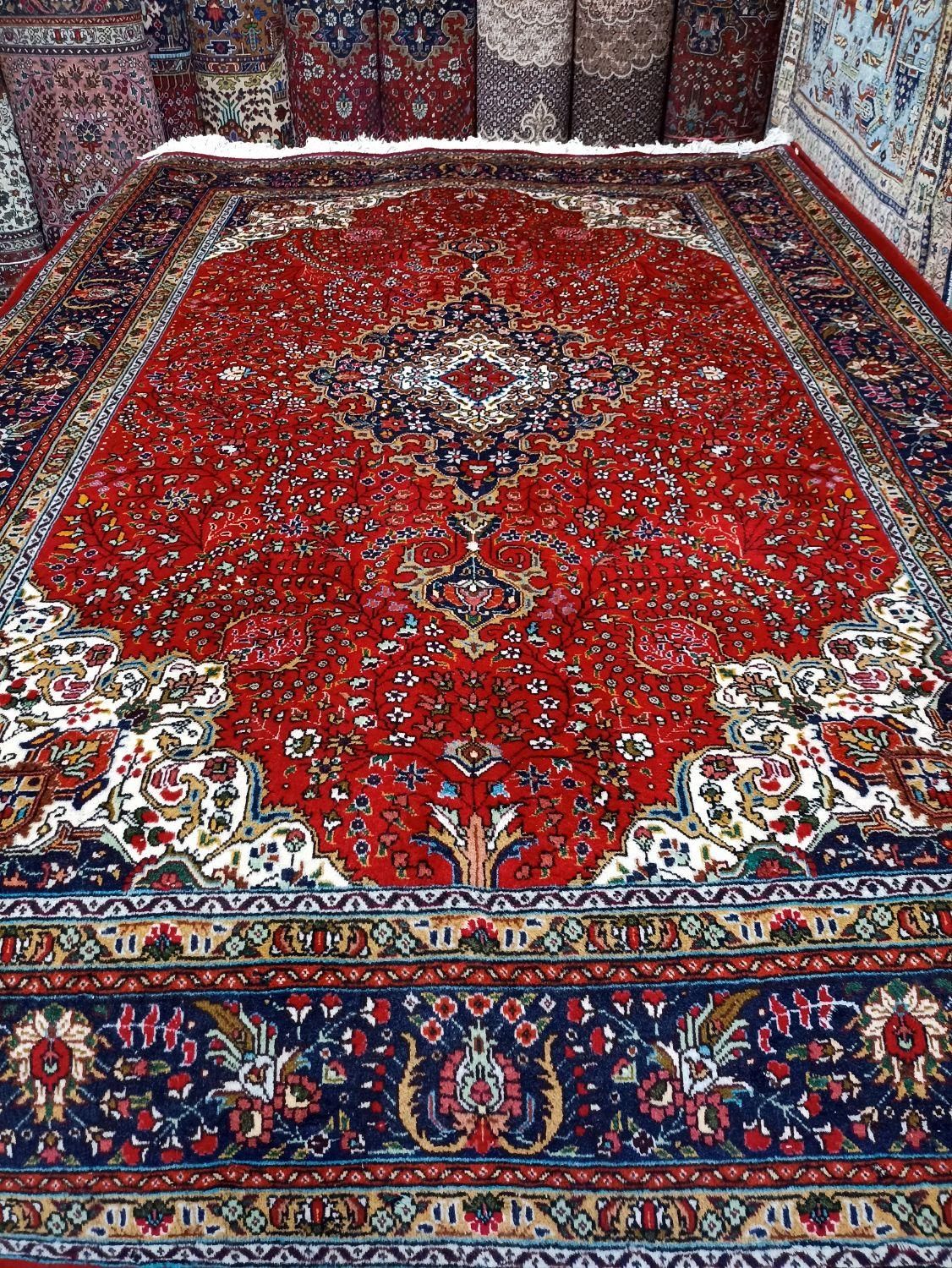 جفت شیش متری(۳×۲)نقشه کرمان قلم رنگ قرمز|فرش|خوی, |دیوار