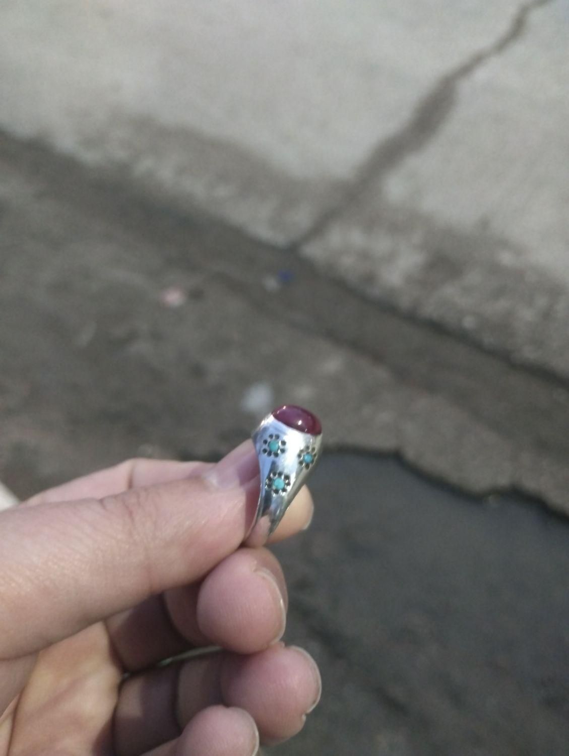 انگشتر یاقوت فیروزه قدیمی|کلکسیون اشیاء عتیقه|کرمانشاه, |دیوار