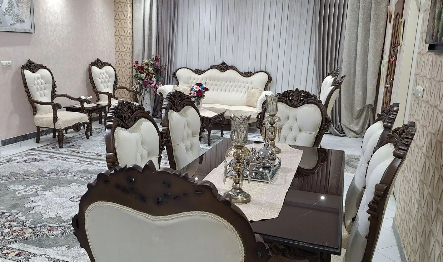 مبل ۷نفره با نهارخوری ۶نفره درحدنو و جهیزیه باکاور|مبلمان خانگی و میز عسلی|تهران, جوانمردان (اندیشه)|دیوار