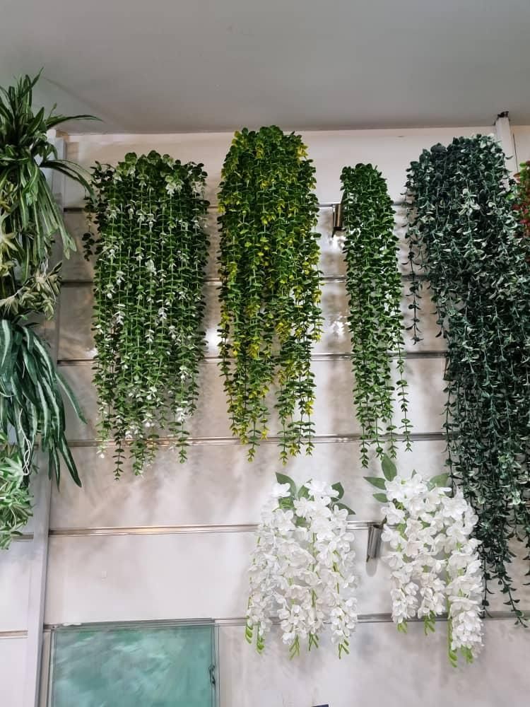 بوته گل مصنوعی برگ شمشاد آبشاری آویز|گل مصنوعی|فردیس, فردیس|دیوار