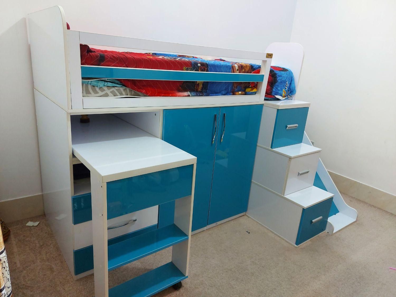 تخت دوطبقه (یک نفره) کودک و نوجوان|تخت و سرویس خواب|زاهدان, |دیوار