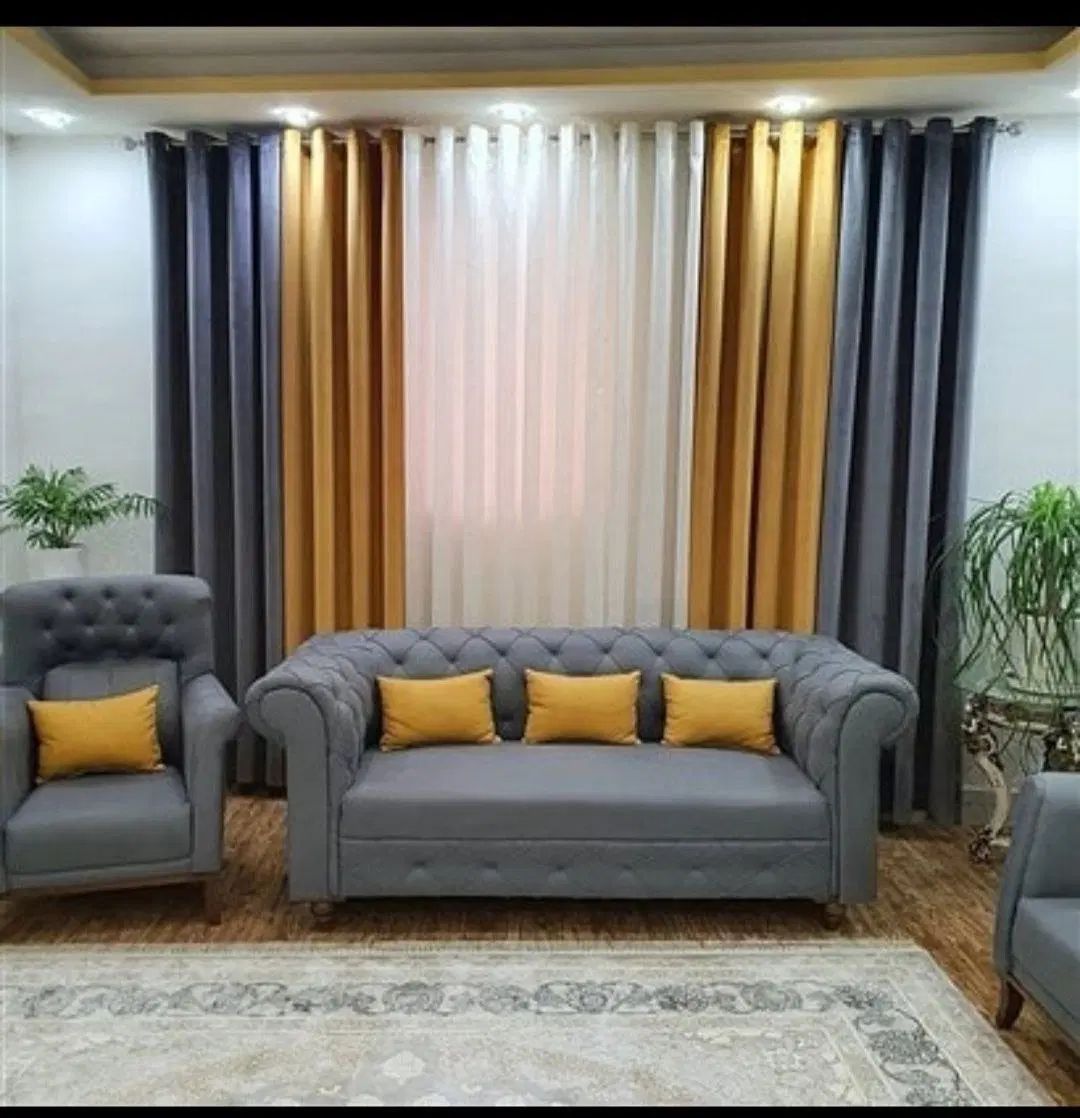 پکیج پذیرایی حریر با دو عدد مخمل اقساط|پرده، رانر، رومیزی|مشهد, دانشجو|دیوار