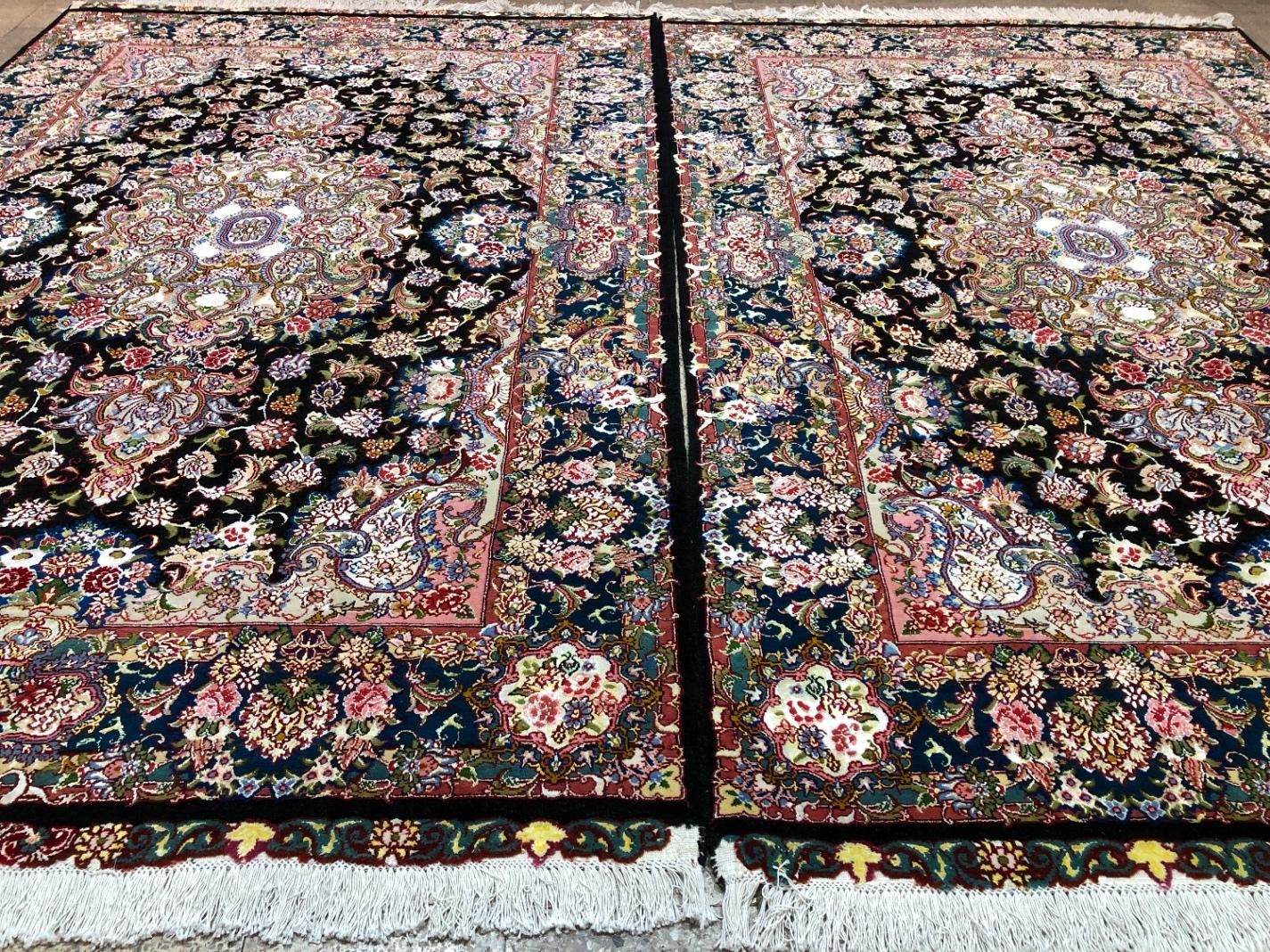 (فرش فرزین)جفت۶مترنقشه سالاری۳۰رج گل ابریشم مرینوس|فرش|تبریز, |دیوار