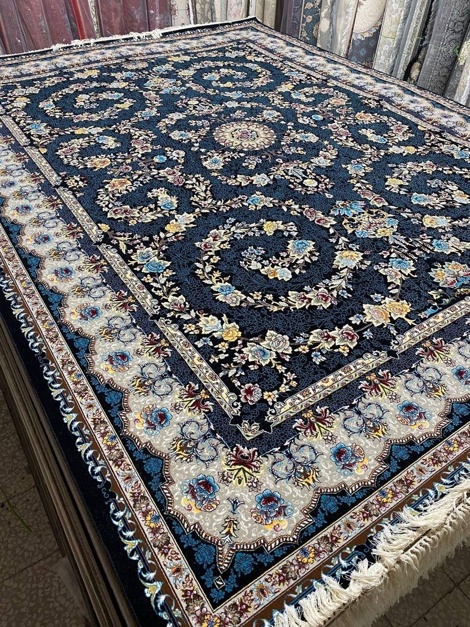 فرش۱۲متری افشان پیچک سرمه ای طوسی هزار شانه|فرش|مشکین‌دشت, |دیوار