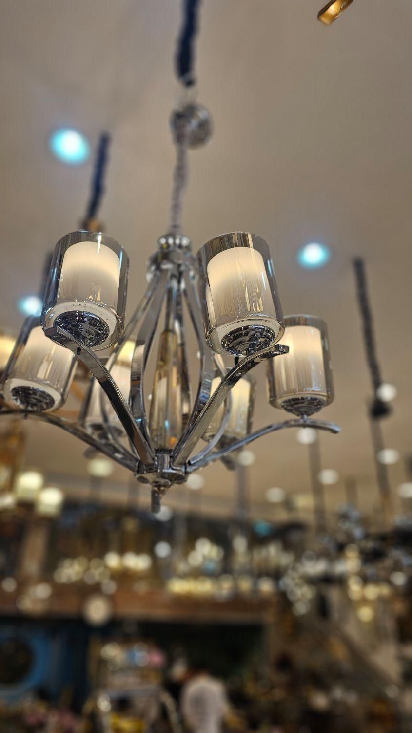 لوستر 6 شاخه آبکاری نقره ای شرکتی تهران|لوستر و چراغ آویز|مشهد, توس (بلوار توس)|دیوار