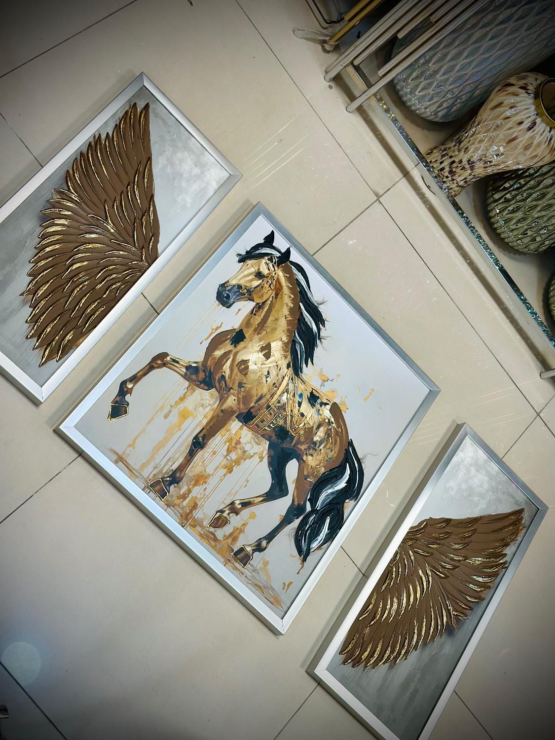 تابلو تکسچر ۳تیکه،تابلو سه تیکه|تابلو، نقاشی، عکس|اراک, |دیوار