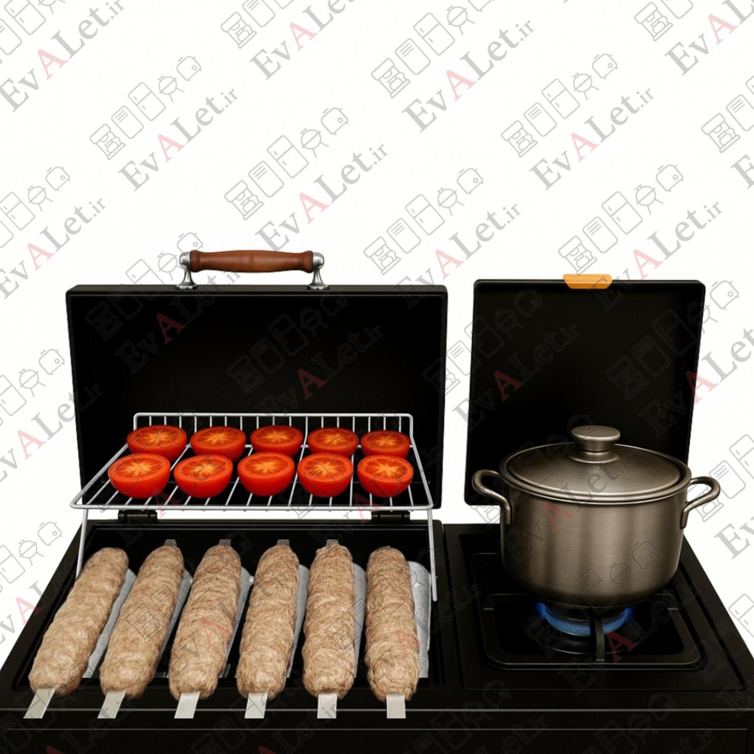 باربیکیو لعابی گازی پلوپزدار هیزم مدل L80P|اجاق گاز و لوازم برقی پختوپز|تبریز, |دیوار