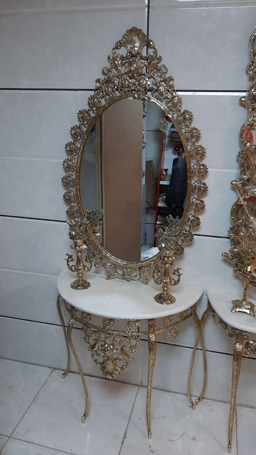 سرویس آینه کنسول شمعدون کیفیت صادراتی برنز سوگلی|بوفه، ویترین، کنسول|زنجان, |دیوار