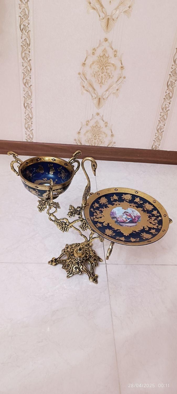ست پذیرای شیرینی و شکلات خوری برنج ترکیب بشقاب چین|ظروف سرو و پذیرایی|تهران, خاک سفید|دیوار