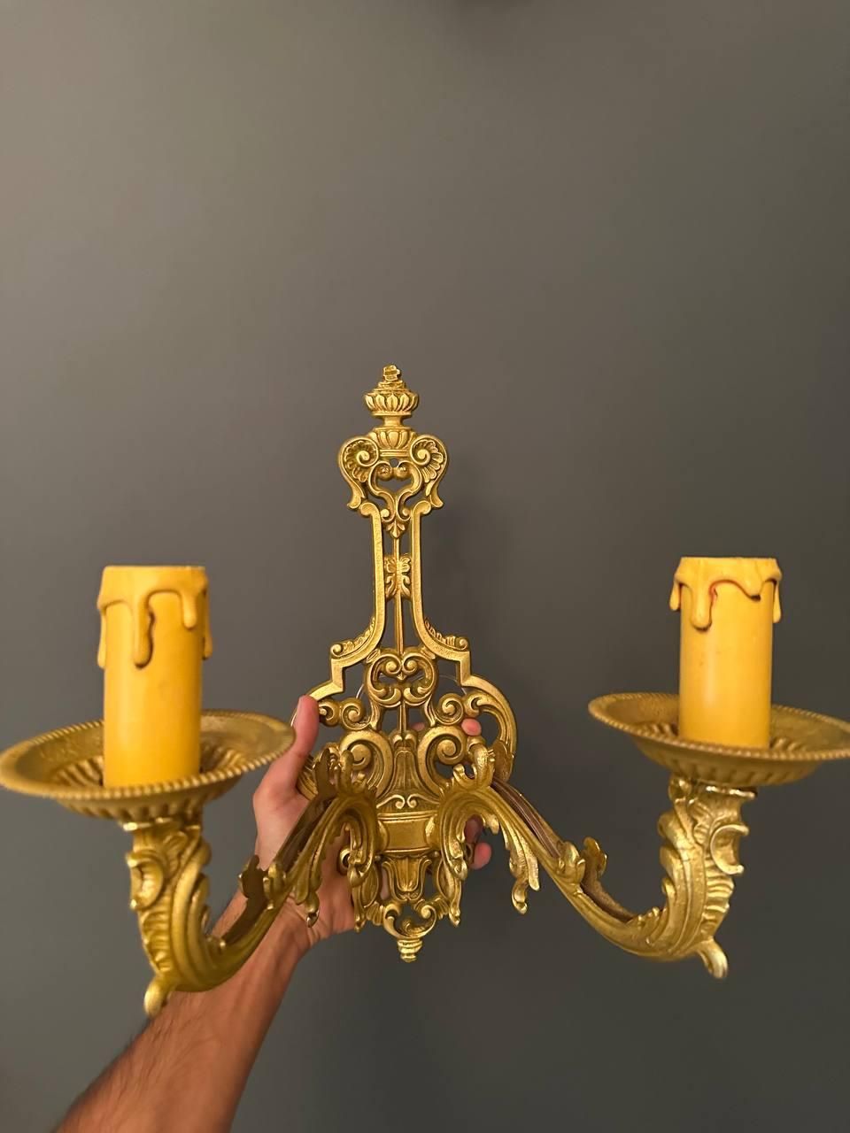 جفت دیوارکوب برنز ایتالیا|لوستر و چراغ آویز|تهران, دروس|دیوار