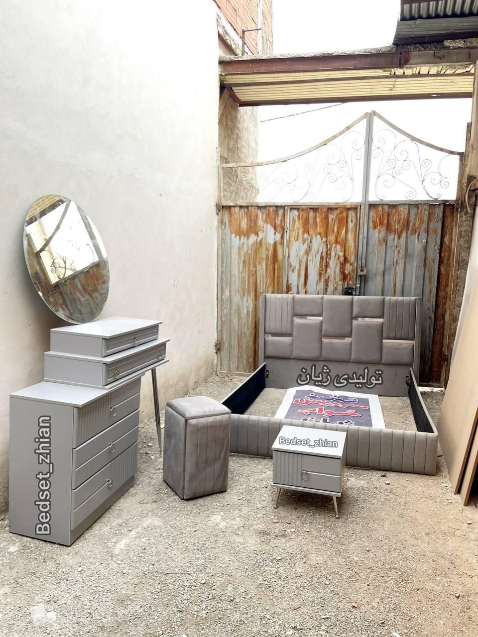 تخت و سرویس ۲نفره تک نفره کفی چوبی|تخت و سرویس خواب|بومهن, |دیوار