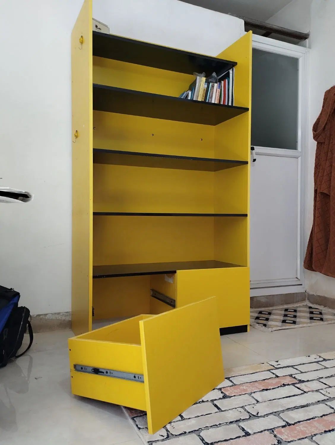 کتابخانه تمام (ام دی آف کارگاهی ) محکم و سنگین.|کتابخانه، شلف، قفسه‌های دیواری|کرمانشاه, |دیوار