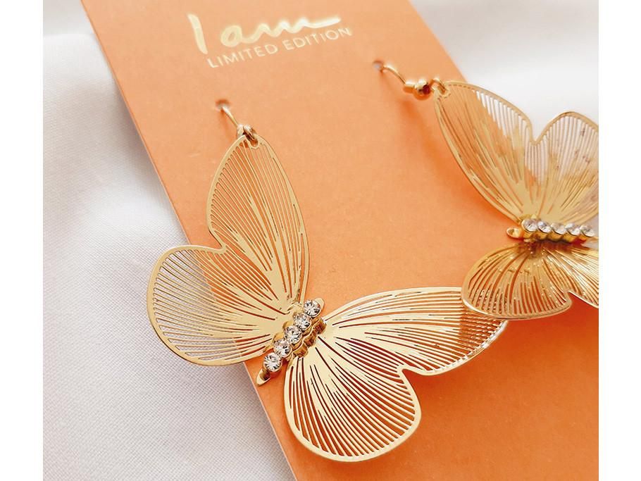 گوشواره آویز بلند پروانه طلایی|بدلیجات|سنندج, |دیوار